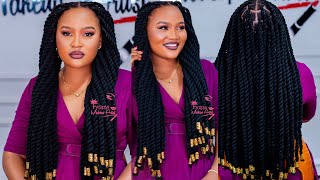 Jifunze kusuka JUMBO TWIST ZA UZI  Long Thread Jumbo Twist [upl. by Evannia]