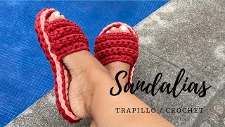 SANDALIAS CROCHET Tejidas con Trapillo sandalscrochet [upl. by Annaert]