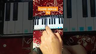 how to play tujhe dekha to ye jana sanam on pianoviralvideo shortvideo music viralshort [upl. by Catlee797]