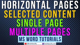 Make Selected Content Single Page or Multiple Pages Horizontal in Word  Landscape Orientation [upl. by Saphra]