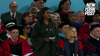 Harvard student goes off script in commencement speech to rip school as more than 1000 walk out [upl. by Alemaj]