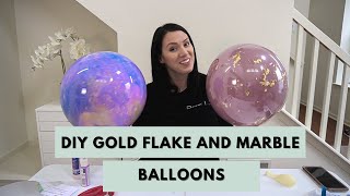 DIY Gold Flake Balloons and Marble Balloons  Double Stuffed Bubble Balloons [upl. by Loriner]