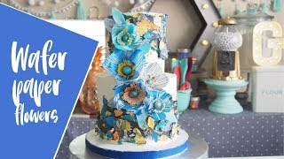 Blue and Peach Wafer Paper Flower Cake  Greggy Soriano [upl. by Eelessej429]