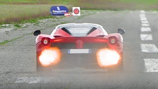 Ferrari LaFerrari w Titanium Exhaust Sound Accelerations Revs amp Fly Bys on Airstrip amp on Track [upl. by Dryden]