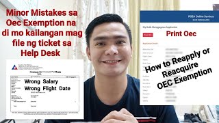 OEC EXEMPTION MISTAKES NA DI MO NA KAILANGAN MAG FILE NG TICKET SA POEA ONLINE HELP DESK [upl. by Hnoj]