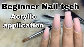 Beginner Nail Tech Tutorial  How To Acrylic Application [upl. by Rici]