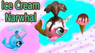 Custom LPS Narwhal Chocolate Rainbow Sprinkle Ice Cream DIY Littlest Pet Shop Craft [upl. by Gabi466]