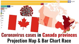 CANADA  COVID19 CONFIRMED CASES BY PROVINCE  PROJECTION MAP amp BAR CHART RACE [upl. by Perlie507]