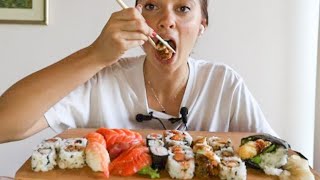 ASMR MUKBANG  EATING SUSHI 🍣🍙 [upl. by Gerta]