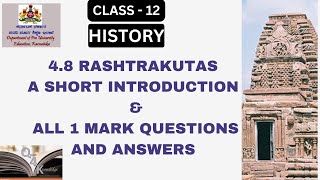 class 12th history 48 chapter Rashtrakutas all one mark important questions and answers [upl. by Etnoed]