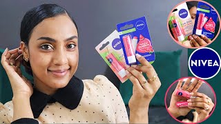 Nivea Lip Balm Pink Guava Vs Watermelon Shine  24hr Long Lasting Moisture  Nivea Lip balm Review [upl. by Netsirt]