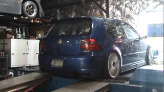 500HP VW R32 on the dyno Shootin flames [upl. by Tarrel]