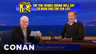 Scraps Steve Martin and Conan Work Out The Top 10 List  CONAN on TBS [upl. by Jamesy991]