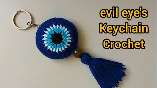 Crochet evil eyes Key chain tutorialeasy keychain [upl. by Antony282]