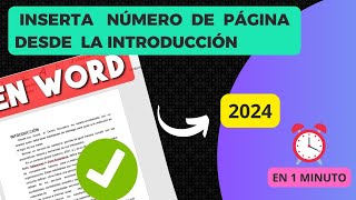 CÓMO poner NÚMERO de PÁGINA desde la INTRODUCCIÓN 2024 FÁCIL Y RÁPIDO [upl. by Ailak]