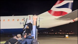 Flying British Airways Cityflyer  Embraer E190  London City to Glasgow gorgeous night views ✈️ [upl. by Arleta]