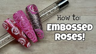 How To Gel Polish Embossed Roses [upl. by Schroer]