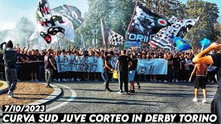 CURVA SUD JUVE CORTEO IN DERBY TORINO  Juventus vs Torino 7102023 [upl. by Noby448]