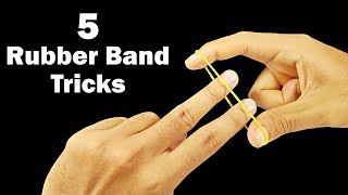 5 Easy Rubber band tricks  Magic tricks with rubber bands [upl. by Vasta]