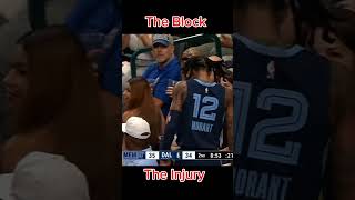 Ja Morant  The block and unlucky injury🏀 trending nba basketball [upl. by Attayek]