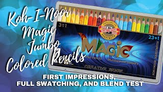 KOHINOOR MAGIC JUMBO COLORED PENCILS  Unboxing First Impressions Full Swatching amp Blend Test [upl. by Gabbert]