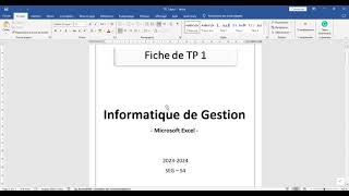 TP1  Microsoft Excel  Les formules Informatique de Gestion S4 [upl. by Elisha528]