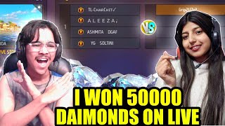 I Won 50000 daimonds on d5 ff live😱 1 vs 4  Garena free fire [upl. by Ailel891]