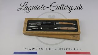 Laguiole Carving Set Juniper wood  Laguiole UK [upl. by Amme]