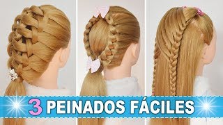 3 PEINADOS FACILES con TRENZAS PARA NIÑAS con CABELLO LARGO [upl. by Linnet535]