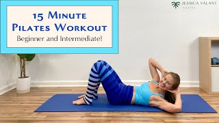 15 Minute Pilates Workout  Beginner  Intermediate Pilates at Home [upl. by Nidorf]