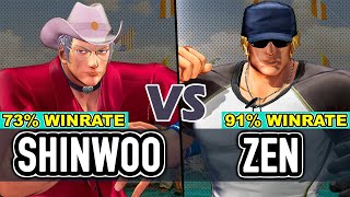 KOF XV ▰ SHINWOO OYashiroBillyAsh vs ZEN ClarkLeonaIori [upl. by Oiziruam]