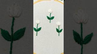 EASY FLOWER EMBROIDERY 🪡 ytshort shorts tulipembroidery youtubeshorts [upl. by Tenney]