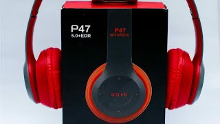 P47 Headphone UNBOXING  Wireless headphones red color [upl. by Eustacia634]