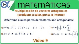 Multiplicación de vectores ortogonales producto escalar punto o interno video 9  Vitual [upl. by Sibyls]