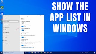 How to Show the App List in Windows 10’s Start Menu [upl. by Kei]