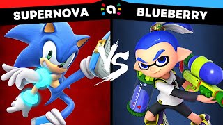 Supernova Sonic vs Blueberry Inkling  Super Smash Bros Ultimate Amiibo Fights [upl. by Mat]