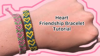 Heart Friendship Bracelet Tutorial easy [upl. by Leruj]