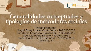 Generalidades conceptuales y tipologías de indicadores sociales [upl. by Yltsew]