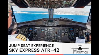 COCKPIT FLIGHT Sky Express ATR42500 Kasos KSJ  Karpathos AOK [upl. by Lind]