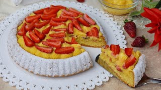 CROSTATA MORBIDA CON CREMA PASTICCERA E FRAGOLE  Senza Glutine Burro Lattosio e Gelatina GFW [upl. by Linson]