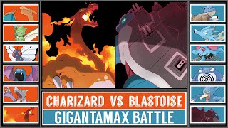 GMAX BLASTOISE vs GMAX CHARIZARD  Gigantamax Starter Pokémon Battle [upl. by Hayott736]