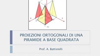 Proiezioni ortogonali di una piramide a base quadrata tutorial facile [upl. by Maples]