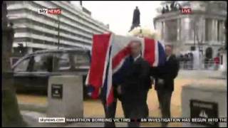 Thatchers Funeral  VIDEO Margaret Thatchers Coffin Arrives at St Clement Danes  HD [upl. by Peria]