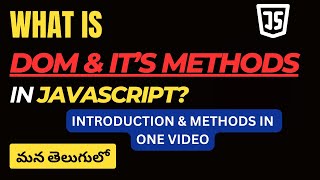 64What are DOM methods in JavaScript Important methods in one Video weekendcodingintelugu [upl. by Noyek]