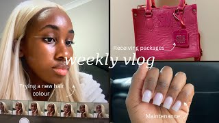 Weekly Vlog  I tried a blonde wig for the first time👱🏾‍♀️ Maintenance Day and receiving packages [upl. by Yrehcaz923]