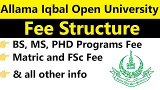 Allama Iqbal Open University  AIOU  Fee Structure 2024 BS MS PhD Matric and FSC Programs [upl. by Niatsirt]