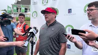 Kirby Smart speaks with reporters at Regions Tradition  Smart shares on transfer portal Nick Saban [upl. by Glenna253]