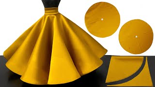 DOUBLE CIRCLE SKIRT ⭐️ Umbrella skirt cutting and stitching in VERY EASY way [upl. by Frasquito]