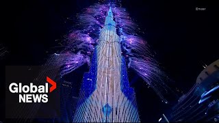 New Years 2023 Dubai puts on thrilling fireworks show at Burj Khalifa [upl. by Kaz219]