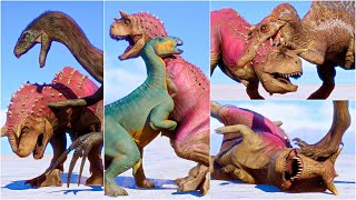 Disney Carnotaurus Death Animations vs All Overpowered Dinosaurs  Jurassic World Evolution 2 [upl. by Eirrak]